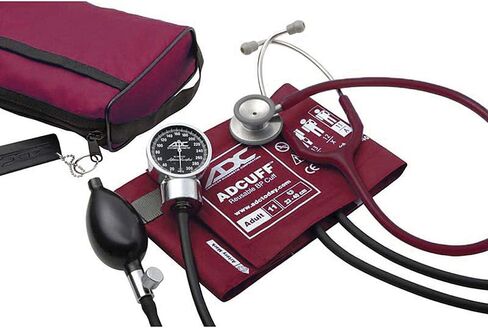 ADC 778-603-11ABD Pro's Combo III Professional Adult Pocket Aneroid/Clinician Scope Set with Prosphyg 778 Blood Pressure Sphygmomanometer, Burgundy in Saudi Arabia