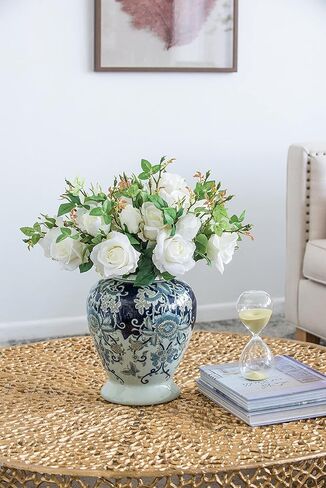 برطمان زنجبيل من البورسلين الأزرق/الأبيض مقاس 16.5 سم ارتفاعًا من A & B Home للاستخدام الداخلي والخارجي - مقاس متوسط، ديكور منزلي in Kuwait
