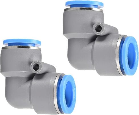 2 Pack Pneumatic Air Elbow - 90 Degree Push to Connect Air Fittings Quick Connect, Apply to Pipe Connection (14mm OD, Grey) in Saudi Arabia