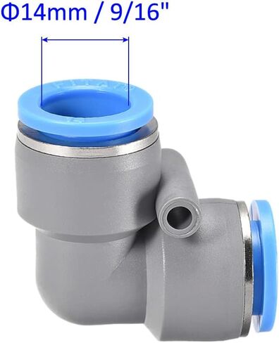2 Pack Pneumatic Air Elbow - 90 Degree Push to Connect Air Fittings Quick Connect, Apply to Pipe Connection (14mm OD, Grey) in Saudi Arabia