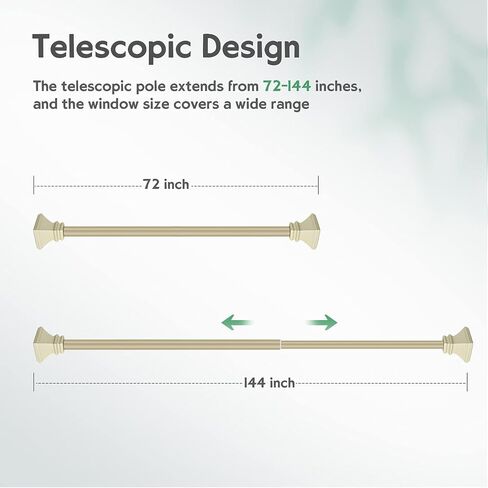 1 inch Double Window Curtain Rod with Resin Finial,36-72 inch,Champagne Gold in Saudi Arabia