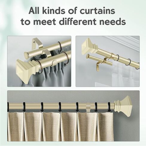 1 inch Double Window Curtain Rod with Resin Finial,36-72 inch,Champagne Gold in Saudi Arabia