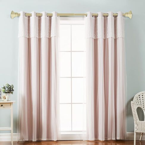 1 inch Double Window Curtain Rod with Resin Finial,36-72 inch,Champagne Gold in Saudi Arabia