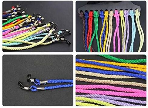 12 قطعة النظارات الملونة النايلون مضفر سلسلة الرقبة حزام سلسلة الحبل نظارات القراءة نظارات حبل حامل نظارات الحبل التجنيب in Kuwait