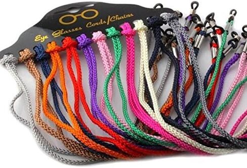 12 قطعة النظارات الملونة النايلون مضفر سلسلة الرقبة حزام سلسلة الحبل نظارات القراءة نظارات حبل حامل نظارات الحبل التجنيب in Kuwait