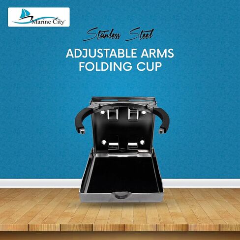 Marine City Stainless Steel Adjustable Arms Folding Drink Cup Holder 2-5/8 Inches to 3-1/2 Inches for Marines – Boats – Ships – Yachts (Pack of 1) (Large) in Saudi Arabia