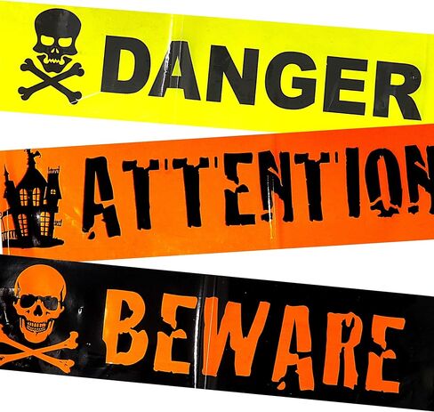 Bulk Halloween Crime Scene Decorations for Haunted Houses, Danger, Beware and Attention, Police Tape Rolls Yard Party Decor, Pack of 6, 180 Feet in Saudi Arabia