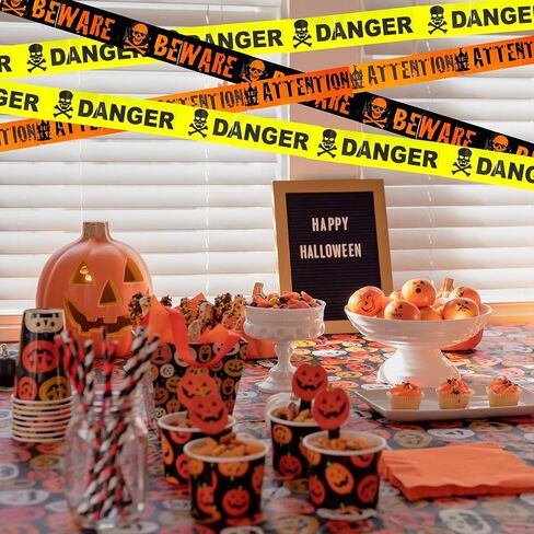 Bulk Halloween Crime Scene Decorations for Haunted Houses, Danger, Beware and Attention, Police Tape Rolls Yard Party Decor, Pack of 6, 180 Feet in Saudi Arabia