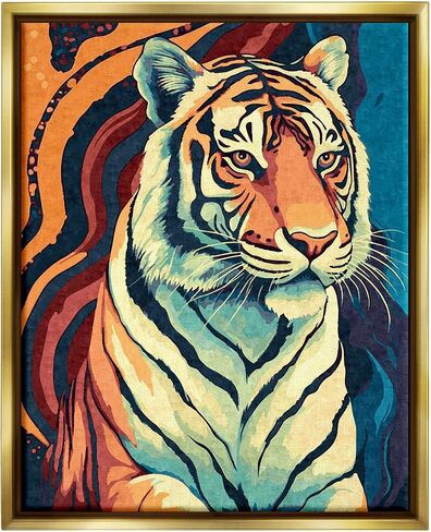 Stupell Industries Wild Tiger Painting Framed Floater Canvas Wall Art by Ziwei Li in Saudi Arabia
