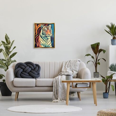 Stupell Industries Wild Tiger Painting Framed Floater Canvas Wall Art by Ziwei Li in Saudi Arabia