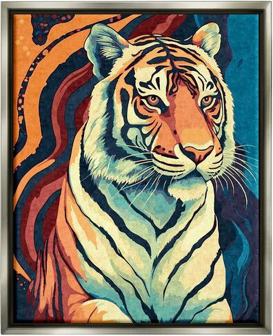 Stupell Industries Wild Tiger Painting Framed Floater Canvas Wall Art by Ziwei Li in Saudi Arabia