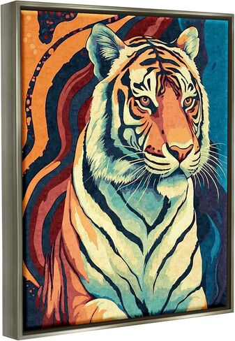 Stupell Industries Wild Tiger Painting Framed Floater Canvas Wall Art by Ziwei Li in Saudi Arabia