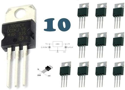 10pcs 7808 L7808 L7808CV LM7808 8V Voltage Regulator TO-220 in Saudi Arabia