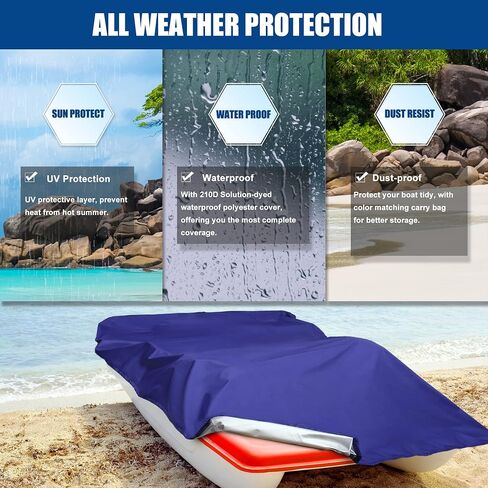 X AUTOHAUX Pedal Boat Cover 300D Solution-Dyed Polyester with Air Vents for 3 or 5 Person Pedal Paddle Boat Cover 112.5''x65'' Blue with Storage Bag in Saudi Arabia