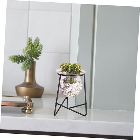 STOBAZA Decorations for Home Glass Display Shelf House Decorations for Home Egg Sphere Display Stand Glass Bowl Ring Iron Ball Pedestal Crystal Sphere Rack Ball Stand Egg Stand Represent in Kuwait