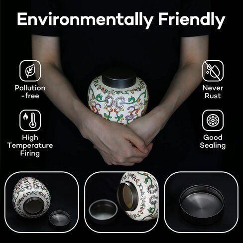 Urn for Human Ashes Female: Medium Ceramic Keepsake Urns for Adult Cremation Memorial Handmade Urns Personalized Creative Painted Enamel for Mom Sister Pet Ash, 70 Cu.in. in Saudi Arabia