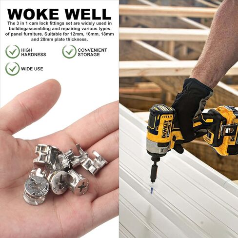 90 قطعة من أقفال الكامة للأثاث، عجلات غريبة الأطوار 3 في 1، مثبتات قفل كامة الأثاث متوافقة مع أجزاء الأجهزة، مجموعات متنوعة من قطع الغيار لإصلاح الصواميل والمسامير متعددة الأحجام in Kuwait