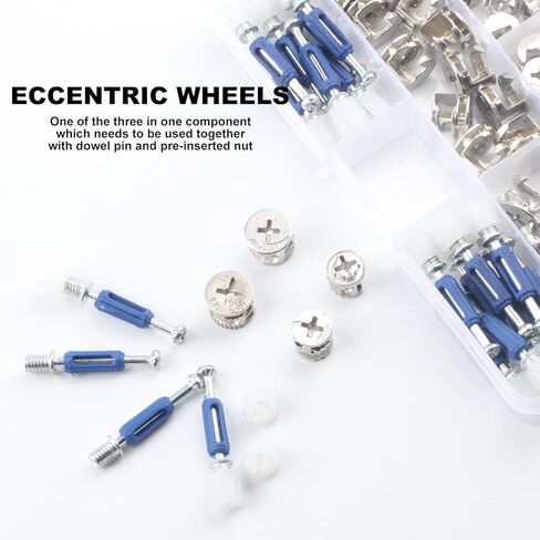 90 قطعة من أقفال الكامة للأثاث، عجلات غريبة الأطوار 3 في 1، مثبتات قفل كامة الأثاث متوافقة مع أجزاء الأجهزة، مجموعات متنوعة من قطع الغيار لإصلاح الصواميل والمسامير متعددة الأحجام in Kuwait