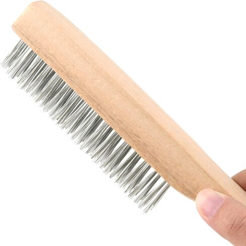 12 قطعة من فرشاة سلك اللحام مقاس 10 بوصة، فرشاة خدش سلك فولاذي مع مقبض خشبي طويل منحني، فرشاة لحام لتنظيف الألومنيوم الصدأ in Kuwait