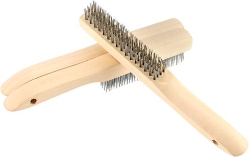 12 قطعة من فرشاة سلك اللحام مقاس 10 بوصة، فرشاة خدش سلك فولاذي مع مقبض خشبي طويل منحني، فرشاة لحام لتنظيف الألومنيوم الصدأ in Kuwait