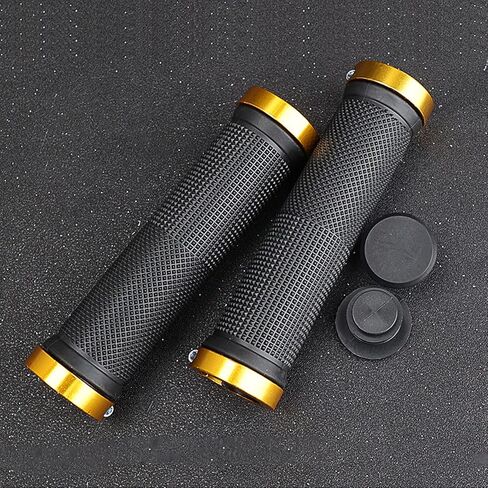 1 Pair Bike Handlebar Grips with Ends Plug, 22mm Aluminum Double Lock on, Anti Slip Rubber Handle Bicycle Bar for MTB BMX Folding Bike Scooter in Saudi Arabia