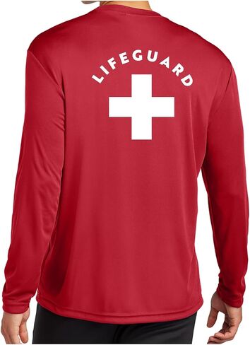 تي شيرت Lifeguard Staff مصنوع من البوليستر بنسبة 100% بأكمام طويلة - حماية من أشعة الشمس بعامل حماية من أشعة الشمس (UPF) وممتص للرطوبة - مقاس الموظف للجنسين in Kuwait