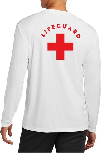 تي شيرت Lifeguard Staff مصنوع من البوليستر بنسبة 100% بأكمام طويلة - حماية من أشعة الشمس بعامل حماية من أشعة الشمس (UPF) وممتص للرطوبة - مقاس الموظف للجنسين in Kuwait