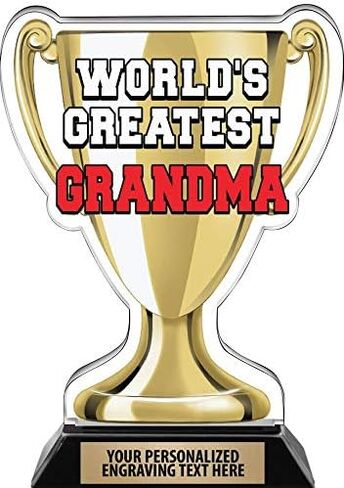 Crown Awards Worlds Greatest Grandma Trophy, 7.25" Best Grandmother Ever Trophy, Engraving Included Prime in Saudi Arabia