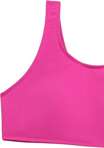 ملابس سباحة للفتيات من SweatyRocks، طقم بيكيني لطيف برقبة واسعة وطباعة عالية الخصر، بدلات استحمام مضلعة in Saudi Arabia
