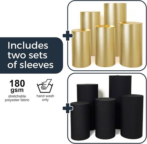 Large 5pcs Metal Durable Round Cylinder Stands for Party, Cylinder pedestal stands for parties, Pedestal stand for parties, TWO Pedestal Cylinder Sleeves Included, White Pedestal Stand, Durable in Saudi Arabia