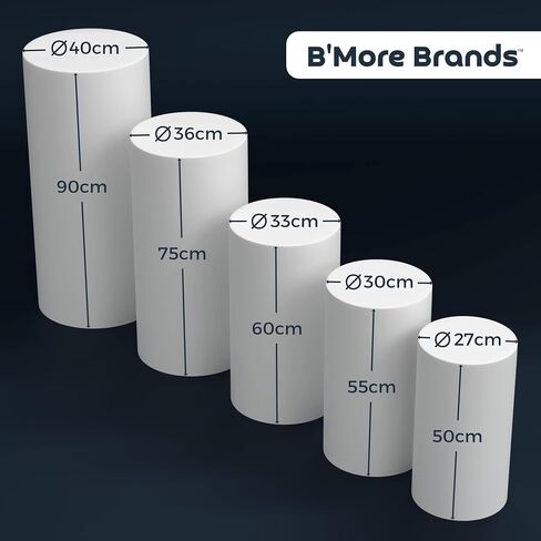 Large 5pcs Metal Durable Round Cylinder Stands for Party, Cylinder pedestal stands for parties, Pedestal stand for parties, TWO Pedestal Cylinder Sleeves Included, White Pedestal Stand, Durable in Saudi Arabia