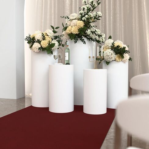 Large 5pcs Metal Durable Round Cylinder Stands for Party, Cylinder pedestal stands for parties, Pedestal stand for parties, TWO Pedestal Cylinder Sleeves Included, White Pedestal Stand, Durable in Saudi Arabia