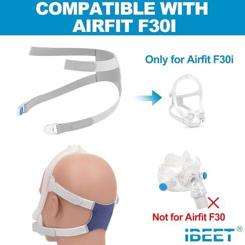 غطاء رأس بديل لـ Airfit F30i - ملائم بشكل مريح لختم أفضل، حزام غطاء الرأس IBEET مع مشابك لـ Airfit F30i in Kuwait