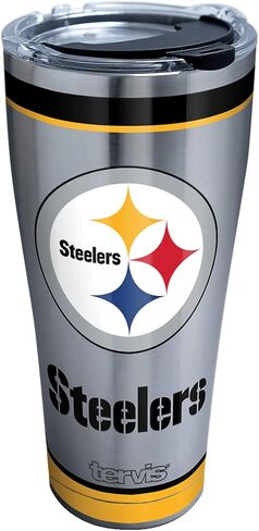 كوب Tervis ذو الجدران الثلاثية NFL® Pittsburgh Steelers المعزول يحافظ على المشروبات باردة وساخنة، 30oz - الفولاذ المقاوم للصدأ، تعتيم in Saudi Arabia