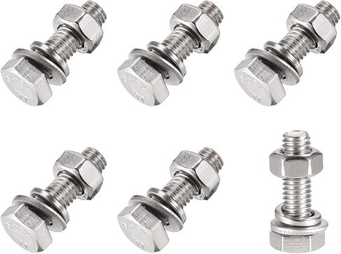 Hex Head Screws Bolts, Nuts, Flat & Lock Washers Kits (M6x70mm) 6Sets, 304 Stainless Steel Assortment Kit - for Home Appliance in Saudi Arabia