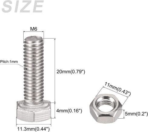 Hex Head Screws Bolts, Nuts, Flat & Lock Washers Kits (M6x70mm) 6Sets, 304 Stainless Steel Assortment Kit - for Home Appliance in Saudi Arabia