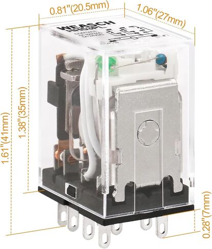 2 قطعة مرحل الطاقة الكهرومغناطيسية، HH53PL، ملف DC 12V، 3P3T 3NO 3NC، 5A 11 Pins، مع ضوء مؤشر LED (2) in Kuwait
