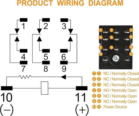 2 قطعة مرحل الطاقة الكهرومغناطيسية، HH53PL، ملف DC 12V، 3P3T 3NO 3NC، 5A 11 Pins، مع ضوء مؤشر LED (2) in Kuwait