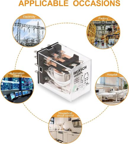 2 قطعة مرحل الطاقة الكهرومغناطيسية، HH53PL، ملف DC 12V، 3P3T 3NO 3NC، 5A 11 Pins، مع ضوء مؤشر LED (2) in Kuwait