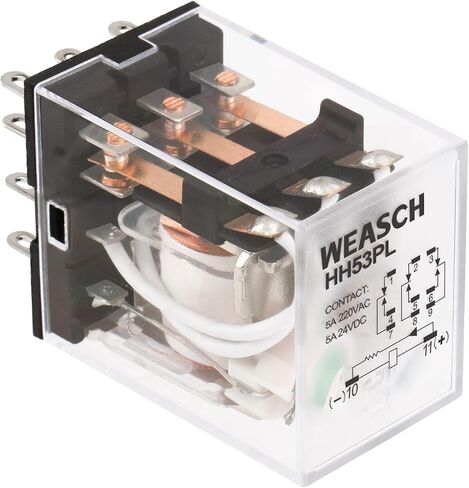 2 قطعة مرحل الطاقة الكهرومغناطيسية، HH53PL، ملف DC 12V، 3P3T 3NO 3NC، 5A 11 Pins، مع ضوء مؤشر LED (2) in Kuwait