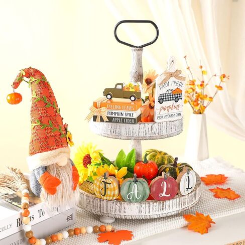 ديكور الخريف لصينية متدرجة ديكورات عيد الشكر، ديكور خشبي للخريف، ديكورات المزرعة، شاحنة الخرزة، تماثيل اليقطين، علامة الخريف الريفية لعيد الشكر في الخريف in Kuwait