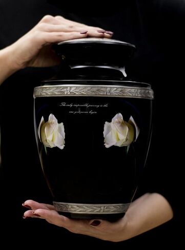 Motorcycle Cremation Urn for Human Ashes Adult Male, Polished Metal Funeral Urn for Human Ashes, 200 Cubic in. Memorial Silver Urn for Burial, Velvet Urn Bag, Anti Scratch Felt Bottom in Saudi Arabia