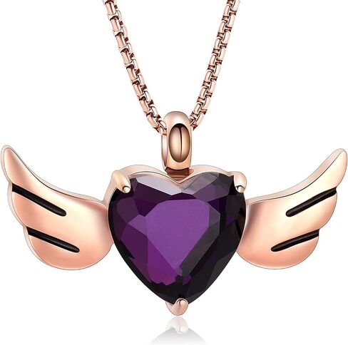 Blue Heart Crystal Wing Cremation Locket Necklace for Ashes Urn Jewelry for Women in Saudi Arabia