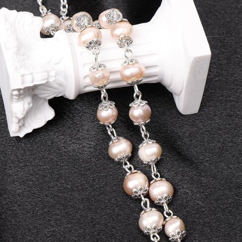 Rosary Beads Catholic for Woman - Natural Pink Real Pearl Rosary Beads, Catholic Gifts in Saudi Arabia