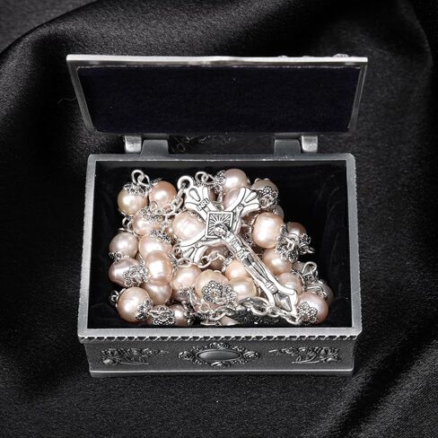 Rosary Beads Catholic for Woman - Natural Pink Real Pearl Rosary Beads, Catholic Gifts in Saudi Arabia