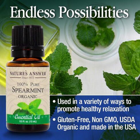 إجابة الطبيعة زيت إكليل الجبل العطري العضوي التابع لوزارة الزراعة الأمريكية، نقي 100% | زيت عطري طبيعي للناشر/المرطب، مقطر بالبخار، 0.5 أونصة سائلة. (15 مل) | صنع فى أمريكا in Kuwait