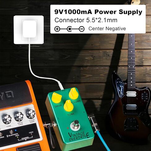 9V Power Supply for Guitar Pedals, UL Listed DC 9v Power Cord 1000mA, Center Negative in Saudi Arabia