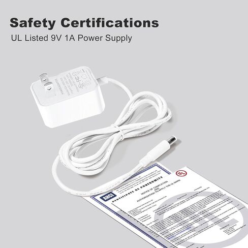 9V Power Supply for Guitar Pedals, UL Listed DC 9v Power Cord 1000mA, Center Negative in Saudi Arabia