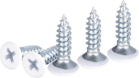 100 قطعة من براغي الحفر الذاتي ST4.2x16mm، برغي معدني من الصفائح المعدنية ذات الرأس المسطح من الفولاذ الكربوني الأبيض - جيد للخشب والمعدن والأثاث - أبيض in Saudi Arabia