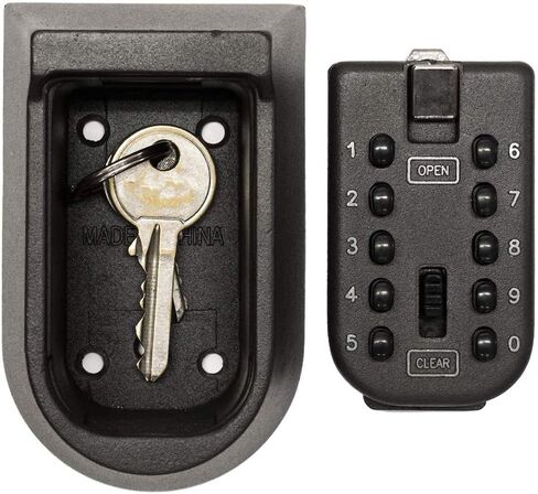 صندوق أمان خارجي مثبت على الحائط مع قفل مجموعة زر ضغط، آمن للمفتاح الخارجي مع زر ضغط بغطاء مطاطي (أسود، 105 × 65 × 48 مم) in Kuwait